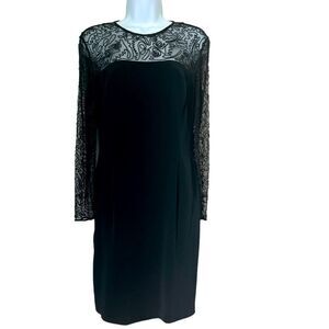 Niteline by Della Roufogali Black Evening Beaded Cocktail dress sz 10P